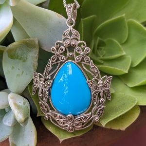 Marcasite silver butterfly pendant and chain